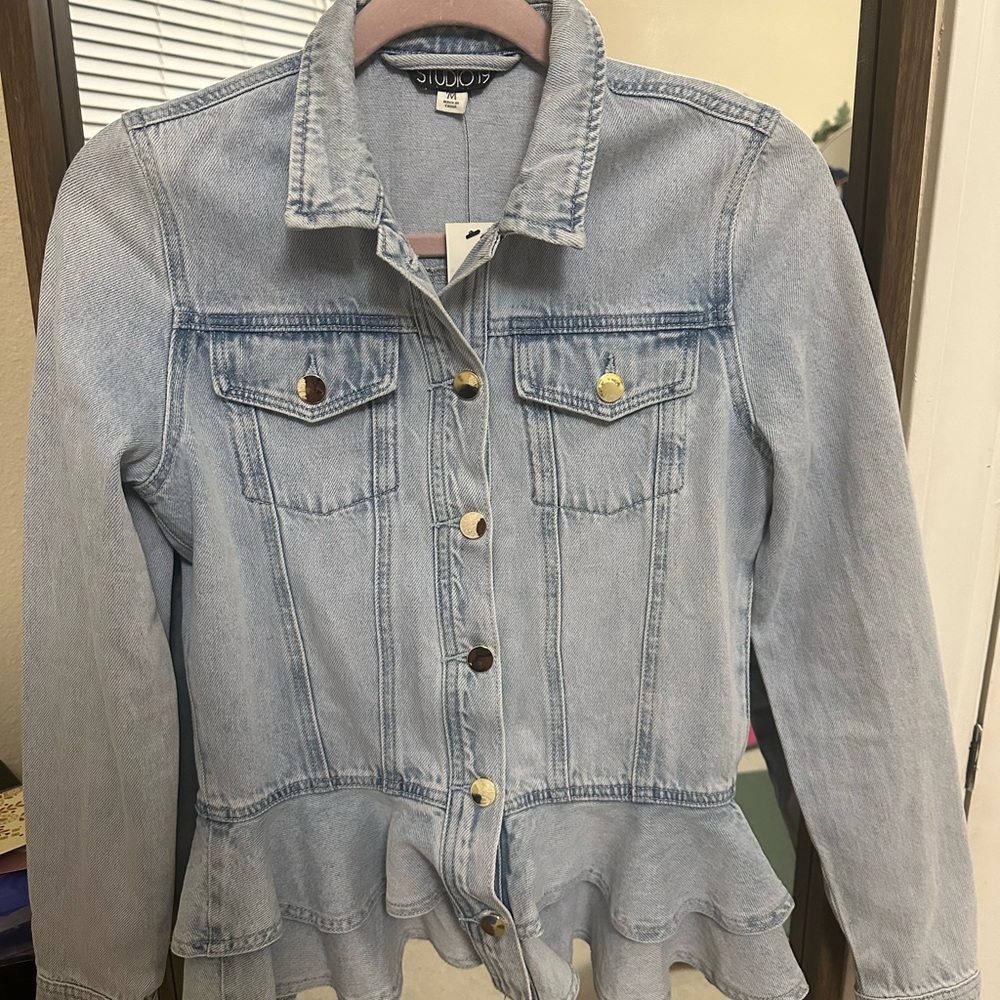 NEW Francesca Ruffled Jean Jacket